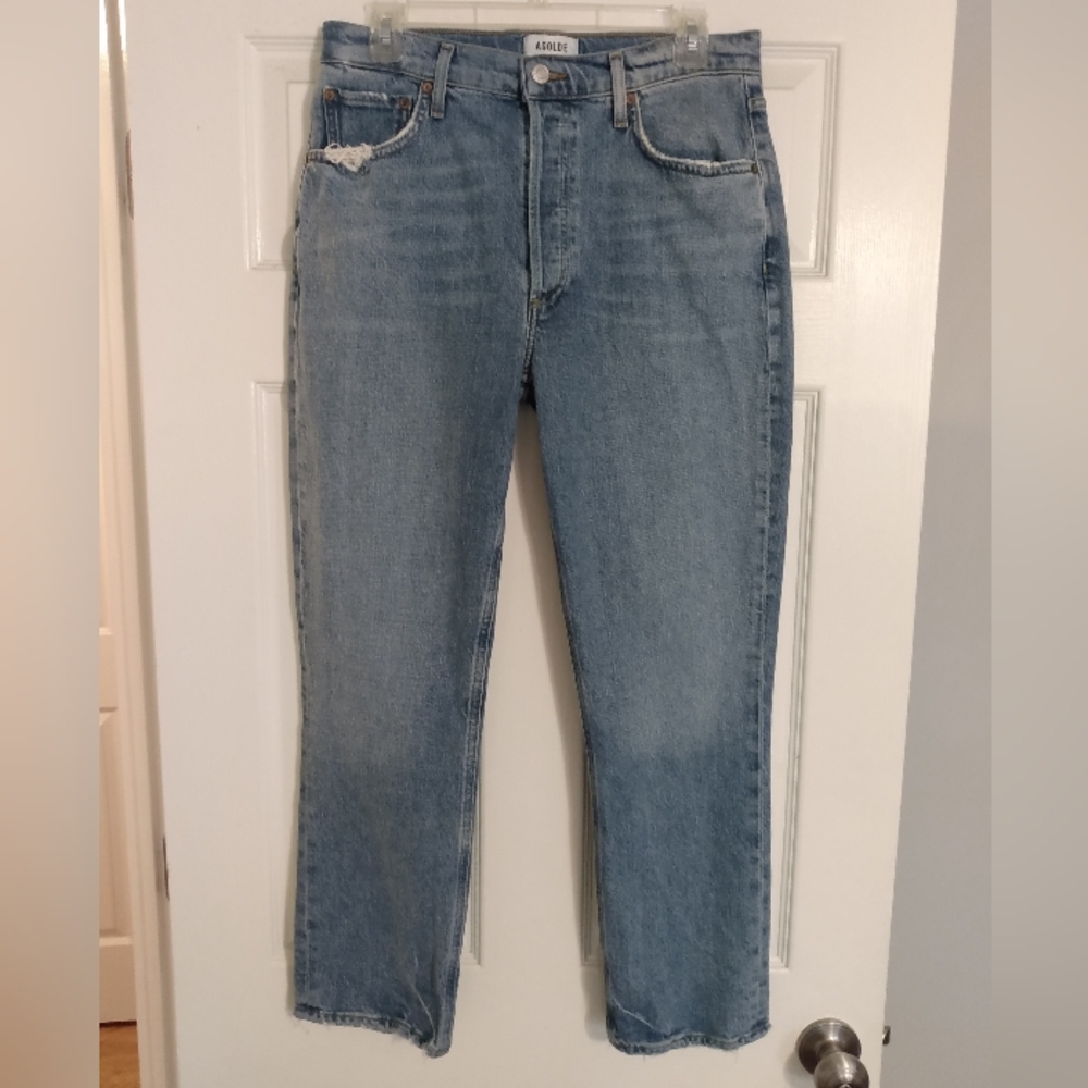 Agolde - Riley Long High Rise Straight Jeans - Picture 3 of 10